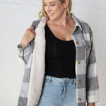 Danna Plaid Button Down Jacket - Grey