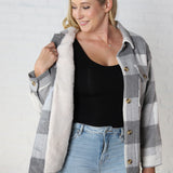 Danna Plaid Button Down Jacket - Grey