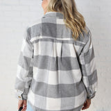 Danna Plaid Button Down Jacket - Grey