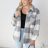 Danna Plaid Button Down Jacket - Grey