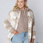 Danna Plaid Button Down Jacket - Khaki