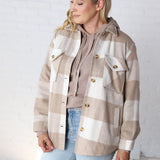 Danna Plaid Button Down Jacket - Khaki