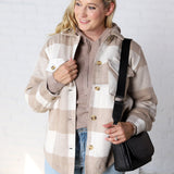 Danna Plaid Button Down Jacket - Khaki