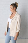 Danni Linen Roll Tab Blazer - Natural