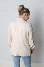 Danni Linen Roll Tab Blazer - Natural