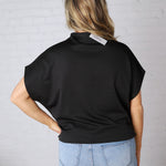 Dara Mock Neck Drape Top - Black