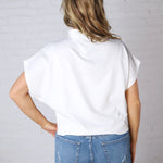 Dara Mock Neck Drape Top - White
