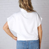 Dara Mock Neck Drape Top - White