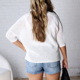 Darae Diamond Pattern Dolman 3/4 Sleeve Cardigan - Off White