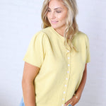 Darcy Short Sleeve Sweater Cardigan - Butter yellow