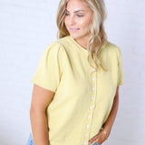 Darcy Short Sleeve Sweater Cardigan - Butter yellow
