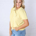 Darcy Short Sleeve Sweater Cardigan - Butter yellow