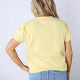 Darcy Short Sleeve Sweater Cardigan - Butter yellow