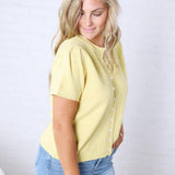 Darcy Short Sleeve Sweater Cardigan - Butter yellow
