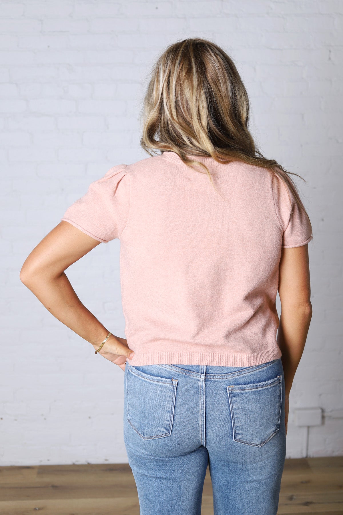Darcy Short Sleeve Sweater Cardigan - Coral Peach