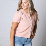 Darcy Short Sleeve Sweater Cardigan - Coral Peach