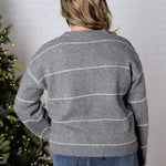 Daria Button Front Striped Cardigan - Grey