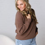 Daria Ribbed Knit Exposed-Seam Sweater - Brown