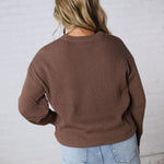 Daria Ribbed Knit Exposed-Seam Sweater - Brown