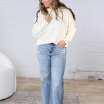 Daria Ribbed Knit Exposed-Seam Sweater - Cream
