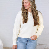 Daria Ribbed Knit Exposed-Seam Sweater - Cream