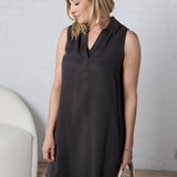 Daria Tencel Shirt Dress - Charcoal
