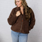 Dariah Fleece Teddy Zip Up Jacket - Coco