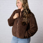 Dariah Fleece Teddy Zip Up Jacket - Coco