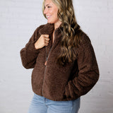 Dariah Fleece Teddy Zip Up Jacket - Coco