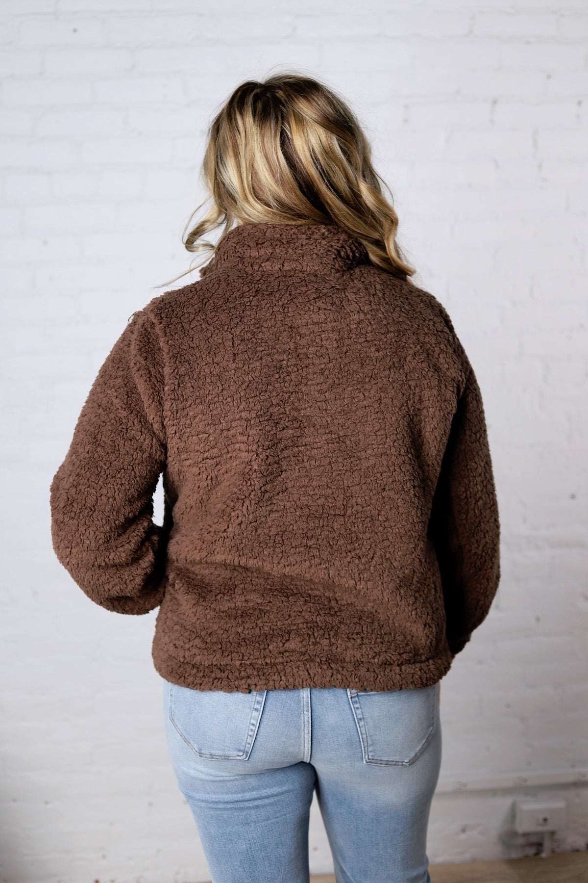 Dariah Fleece Teddy Zip Up Jacket - Coco