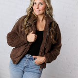 Dariah Fleece Teddy Zip Up Jacket - Coco
