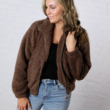 Dariah Fleece Teddy Zip Up Jacket - Coco