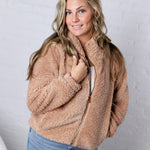 Dariah Fleece Teddy Zip Up Jacket - Latte