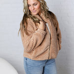 Dariah Fleece Teddy Zip Up Jacket - Latte