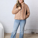 Dariah Fleece Teddy Zip Up Jacket - Latte