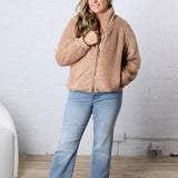 Dariah Fleece Teddy Zip Up Jacket - Latte