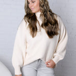 Dariel Mock Neck Sweater - Cream