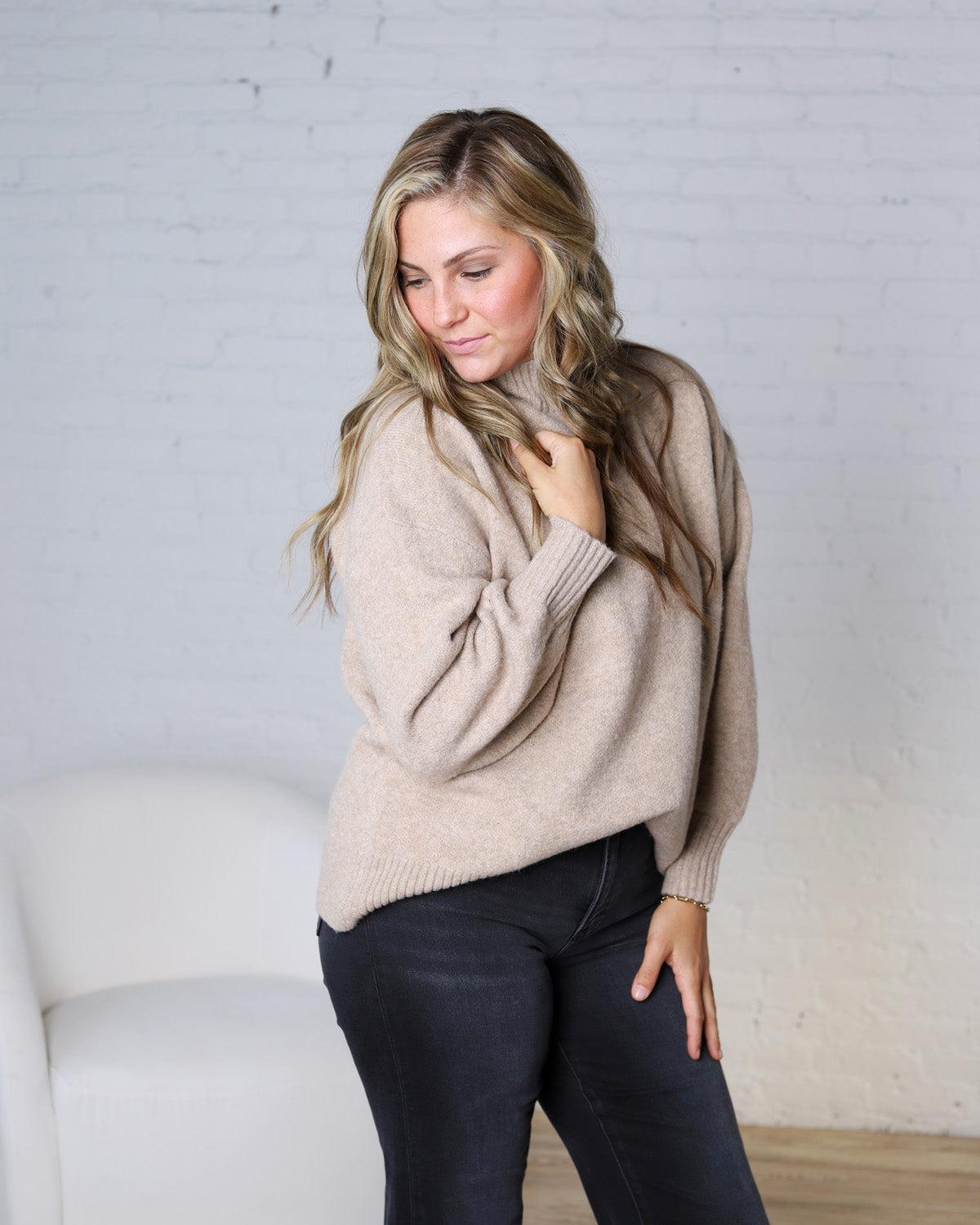 Dariel Mock Neck Sweater - Mocha