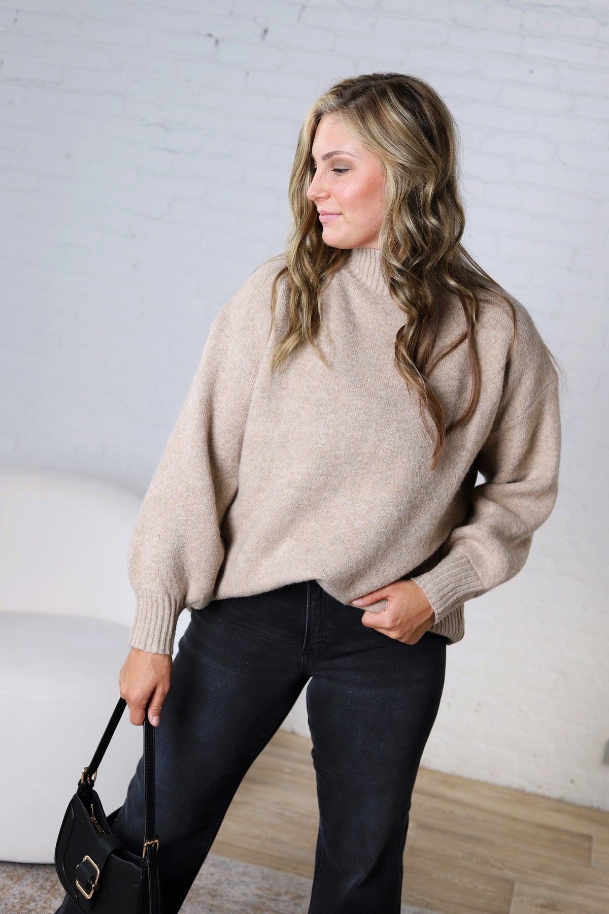 Dariel Mock Neck Sweater - Mocha