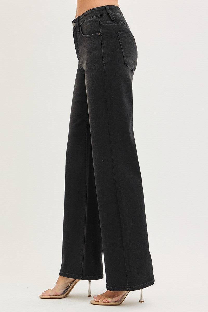 Daven Wide Leg Jeans in Black – Risen Denim
