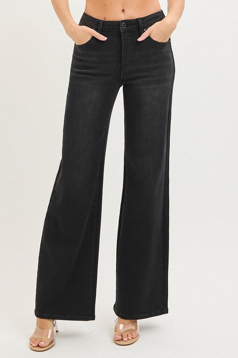Daven Wide Leg Jeans in Black – Risen Denim