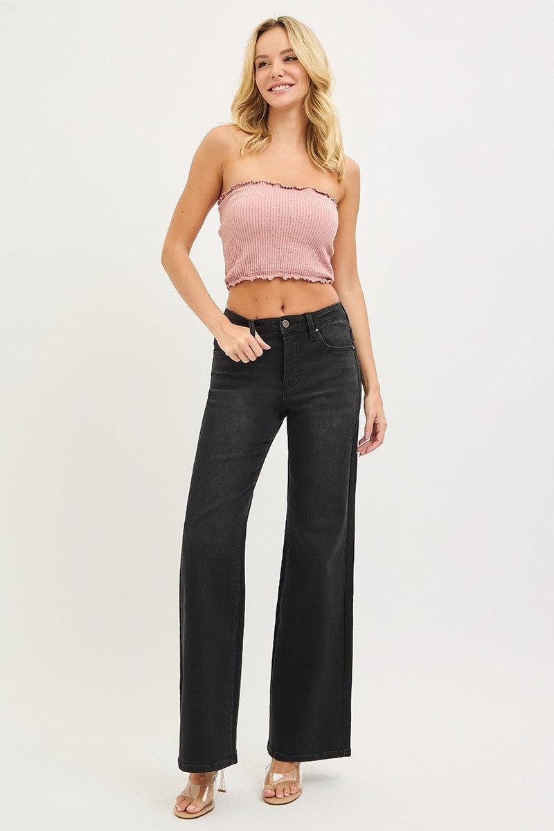 Daven Wide Leg Jeans in Black – Risen Denim