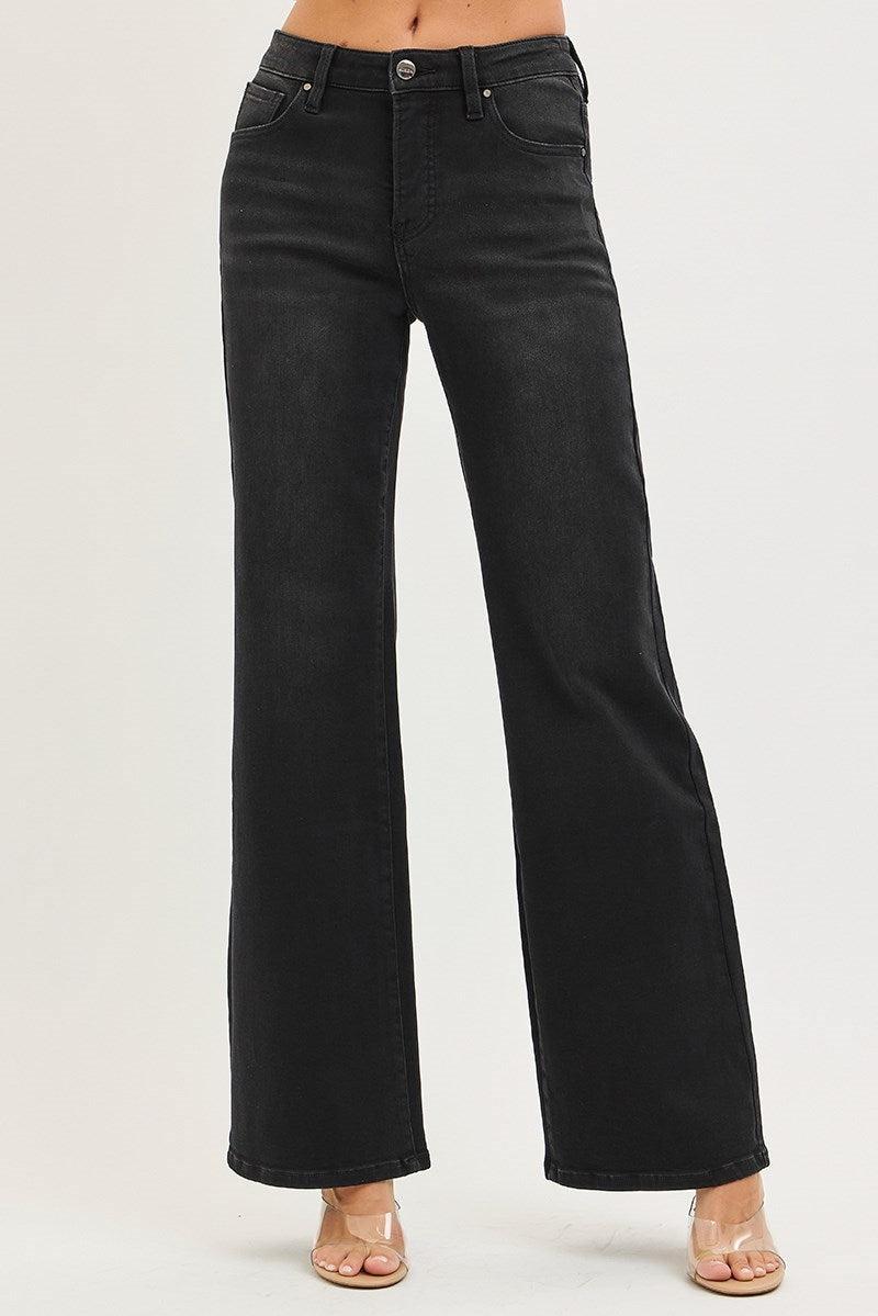 Daven Wide Leg Jeans in Black – Risen Denim
