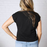 Davia Cotton Cap Sleeve Top - Black
