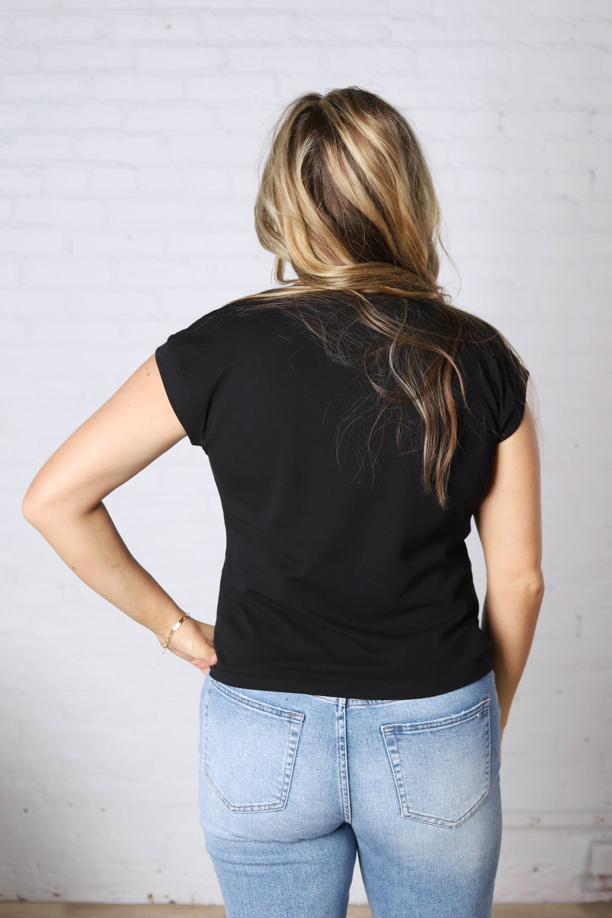 Davia Cotton Cap Sleeve Top - Black