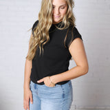 Davia Cotton Cap Sleeve Top - Black