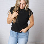 Davia Cotton Cap Sleeve Top - Black