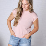 Davia Cotton Cap Sleeve Top - Dusty Pink