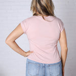 Davia Cotton Cap Sleeve Top - Dusty Pink