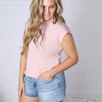 Davia Cotton Cap Sleeve Top - Dusty Pink